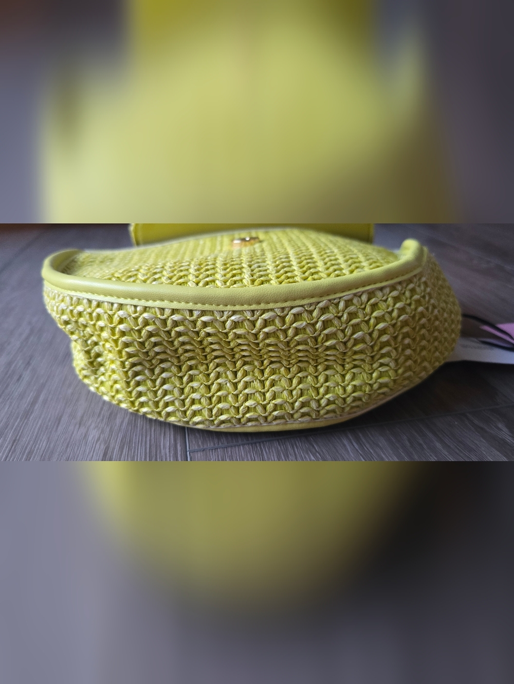 Future Collective Lime Green Woven Top Handle Bag NWT Statement Purse - Picture 4 of 9